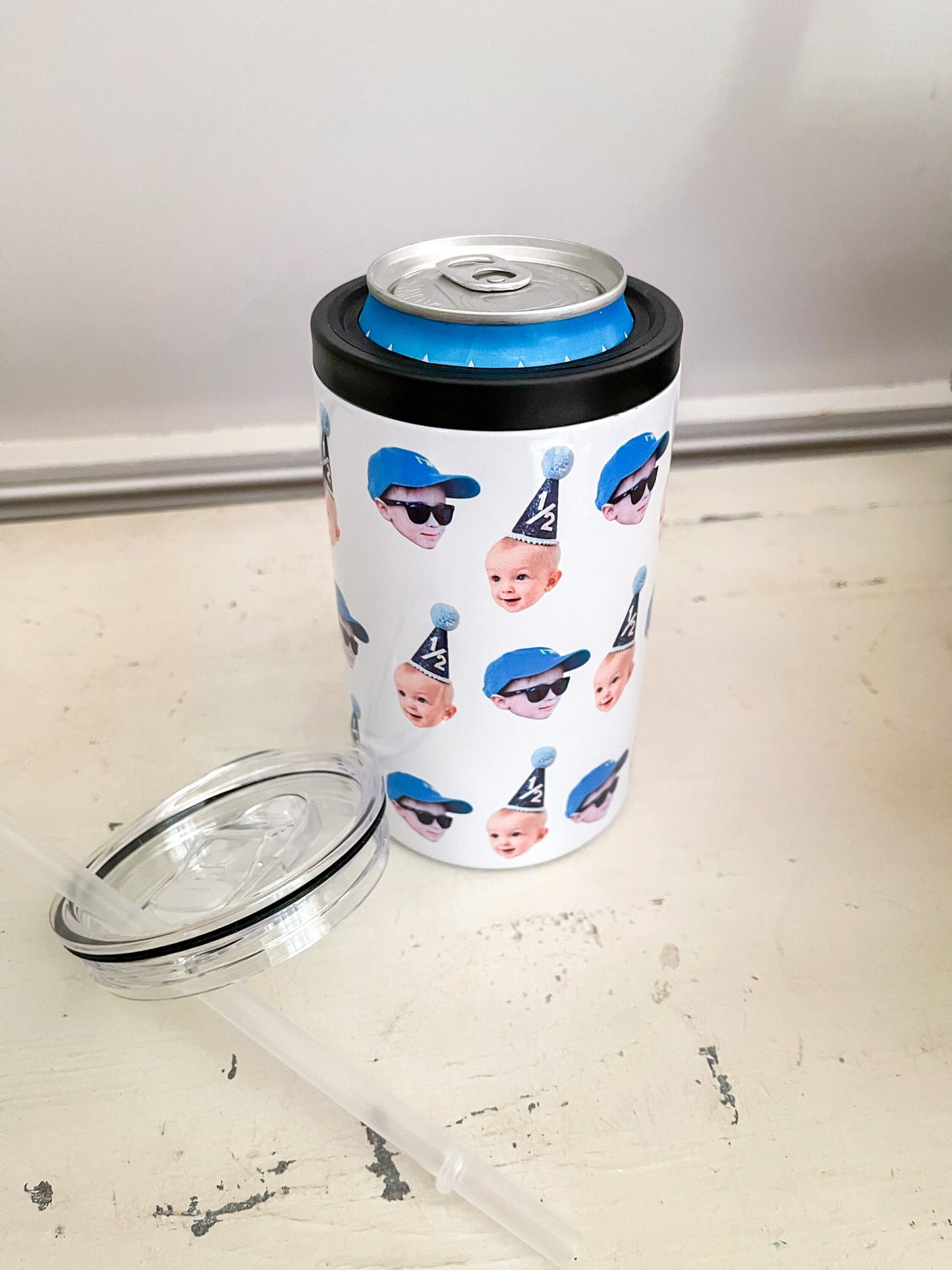 Multiface dual purpose can cooler, photo cup, mom cup, grandma, grandpa, dad cup, beer hugger, grandkids, Bachelorette, Bachelor party
