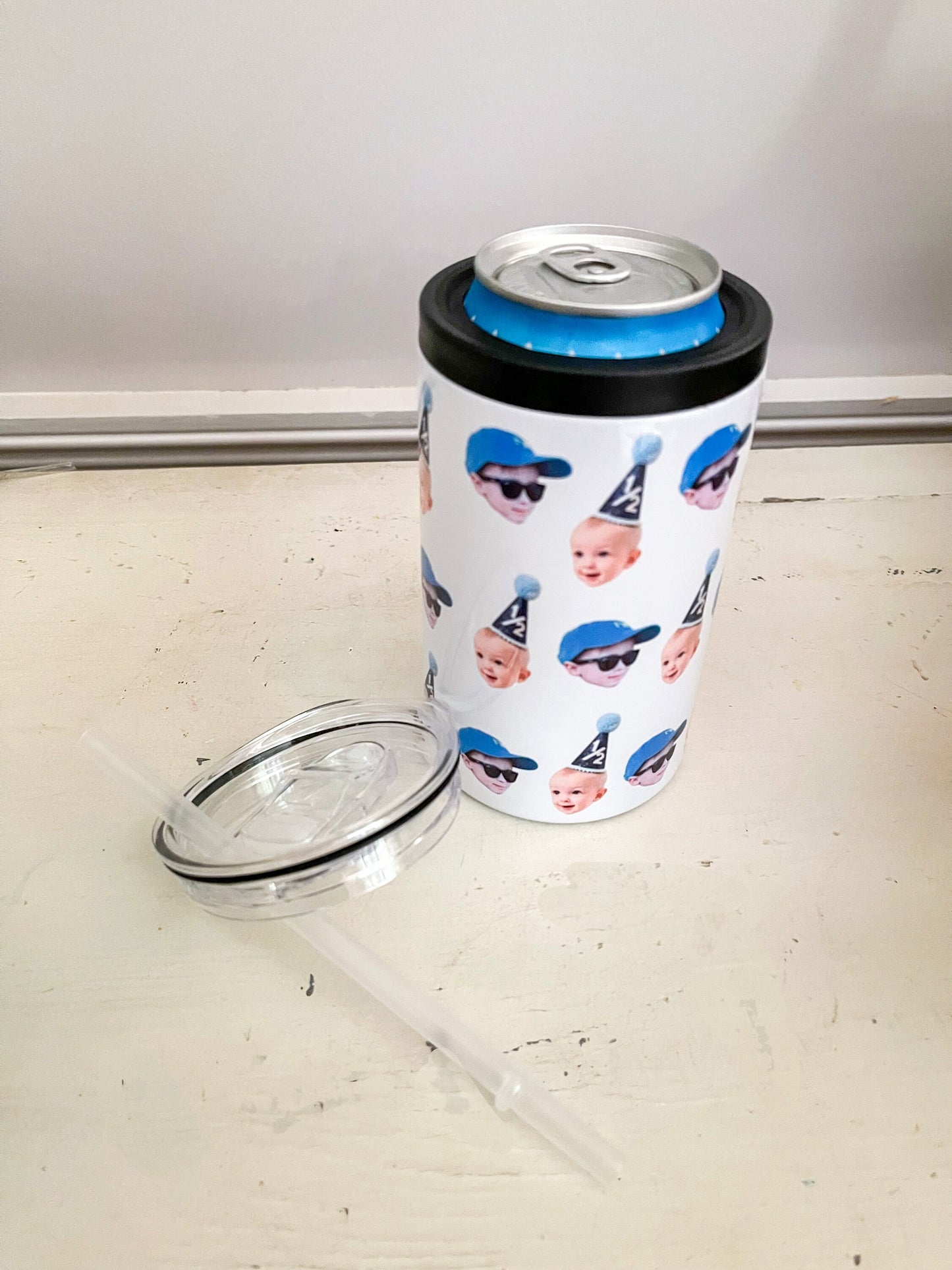 Multiface dual purpose can cooler, photo cup, mom cup, grandma, grandpa, dad cup, beer hugger, grandkids, Bachelorette, Bachelor party