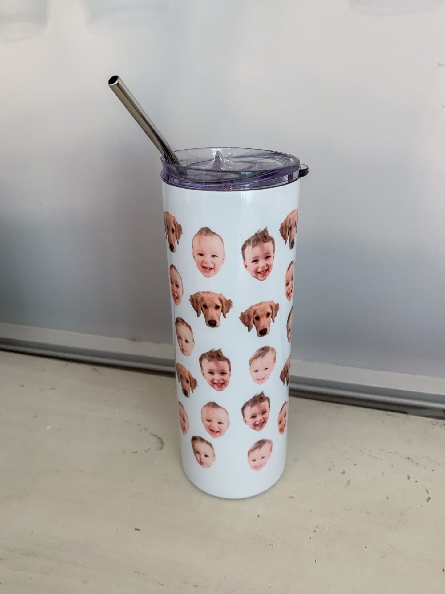 Custom Tumbler with Baby Face, pet face, kids faces, Mothers day