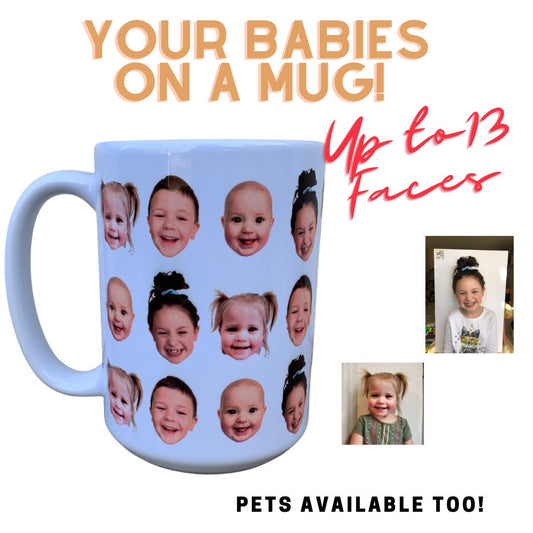 Multiface mug, photo mug, mom mug, grandma, grandpa, dad mug, coffee mug, grandkids, siblings